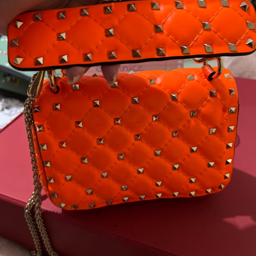 Valentino Mini Fluo ORANGE Rockstud Spike Bag - Picture 7 of 7